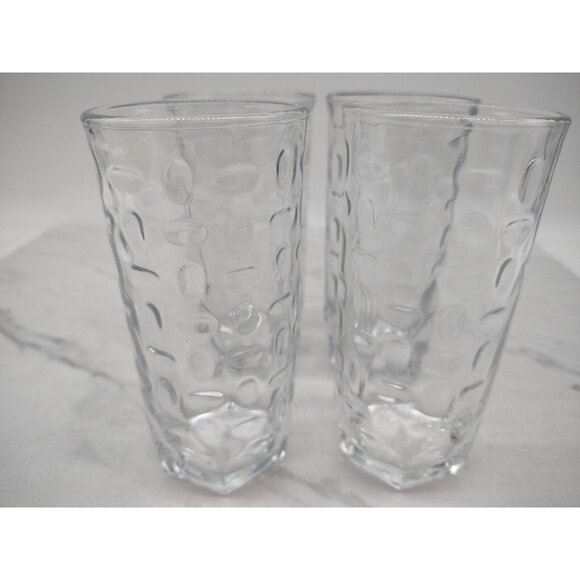 Vintage Libbey Crisa Clear Glass Juice Tumblers Set of 4 Fingerprint Pattern - Picture 1 of 8
